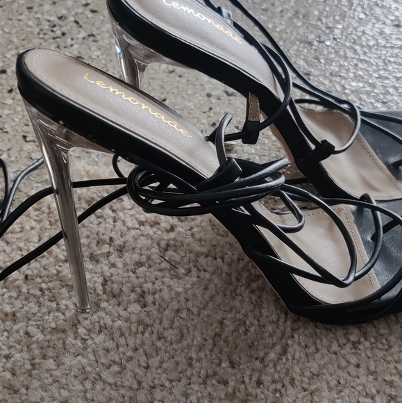 Lemonade LACE up Black Heels - Picture 2 of 5